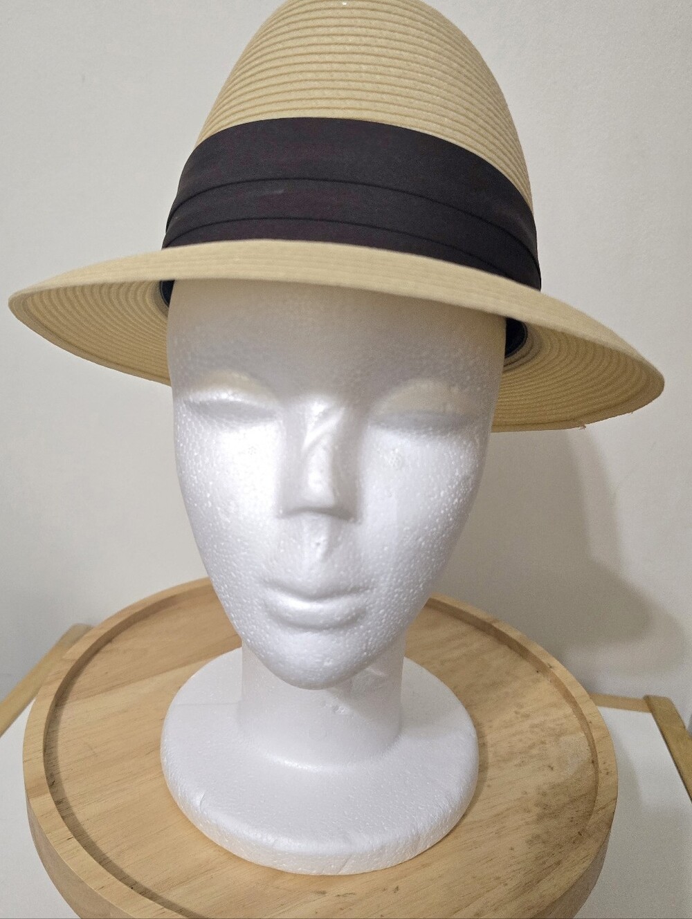 Vtg Park Royal Men's Ecru/Brown Fedora Hat Genuine Milan Weave 6 3/4" Looks NEW - Picture 5 of 12